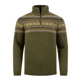 Weird Fish Larner 1/4 Zip Fair Isle Jumper - Winter Green