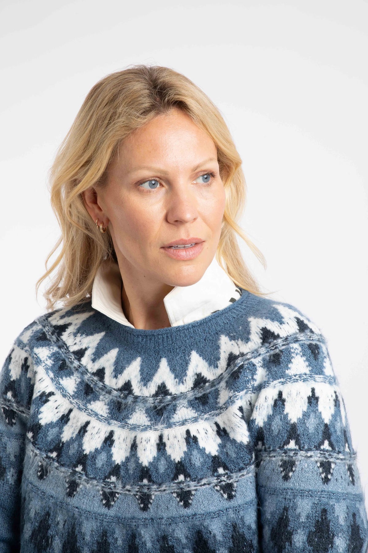 Weird Fish Lowell Fair Isle Jumper - Ash Blue