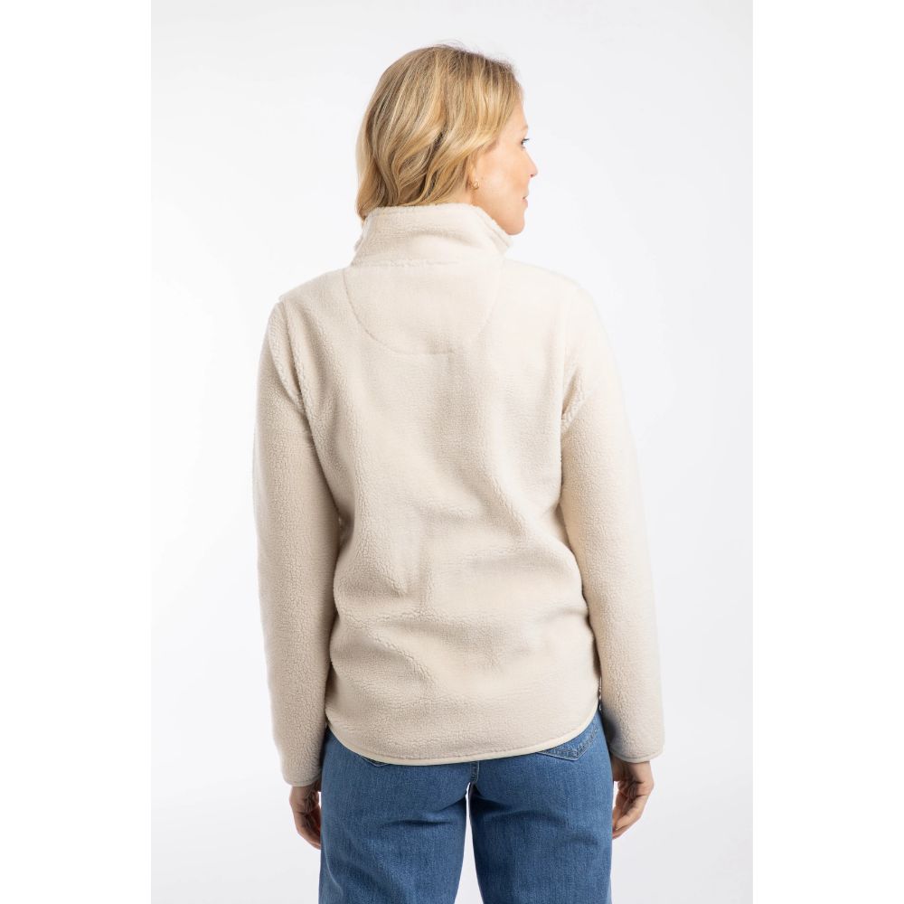 Weird Fish Lucille Lightweight Full Zip Borg Fleece - Ecru