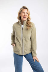 Weird Fish Lucille Lightweight Full Zip Borg Fleece - Laurel Green