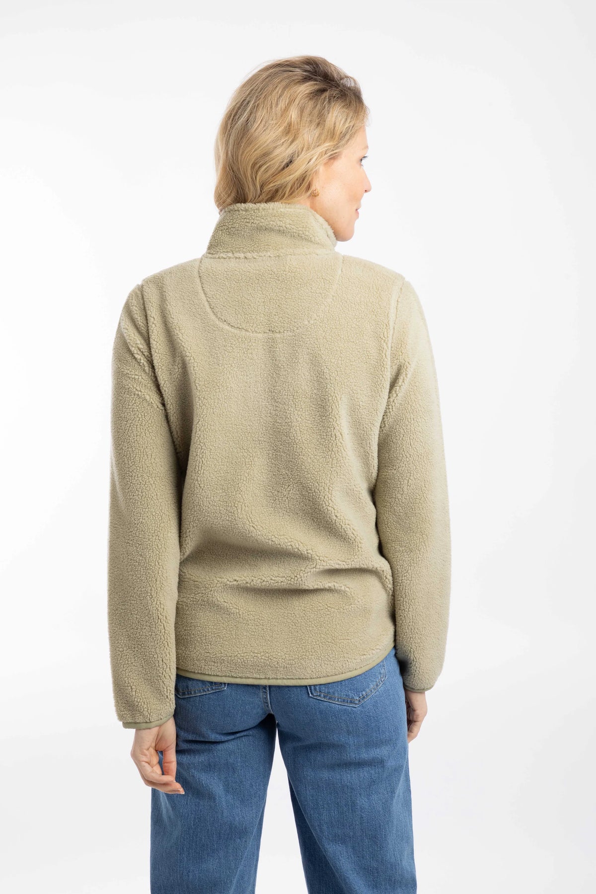 Weird Fish Lucille Lightweight Full Zip Borg Fleece - Laurel Green