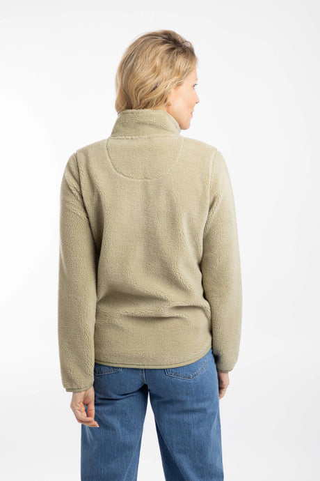 Weird Fish Lucille Lightweight Full Zip Borg Fleece - Laurel Green