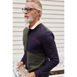 Weird Fish Lyon Organic Cotton Colour Block Rugby Shirt - Deep Lichen Green