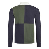 Weird Fish Lyon Organic Cotton Colour Block Rugby Shirt - Deep Lichen Green
