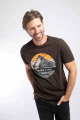 Weird Fish Mountain Top Front Print Graphic T-Shirt - Dark Chocolate