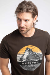 Weird Fish Mountain Top Front Print Graphic T-Shirt - Dark Chocolate