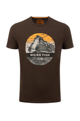 Weird Fish Mountain Top Front Print Graphic T-Shirt - Dark Chocolate