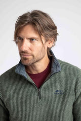 Weird Fish Newark 1/4 Zip Grid Fleece - Beetle Green