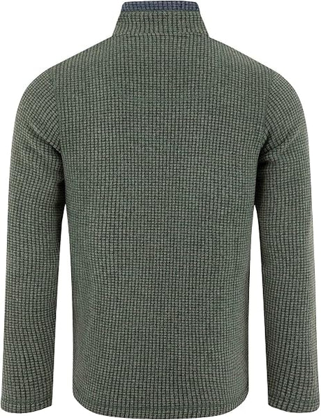 Weird Fish Newark 1/4 Zip Grid Fleece - Beetle Green