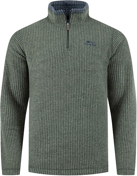 Weird Fish Newark 1/4 Zip Grid Fleece - Beetle Green