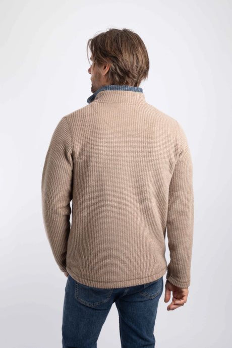 Weird Fish Newark 1/4 Zip Grid Fleece - Cola