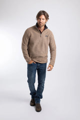 Weird Fish Newark 1/4 Zip Grid Fleece - Cola