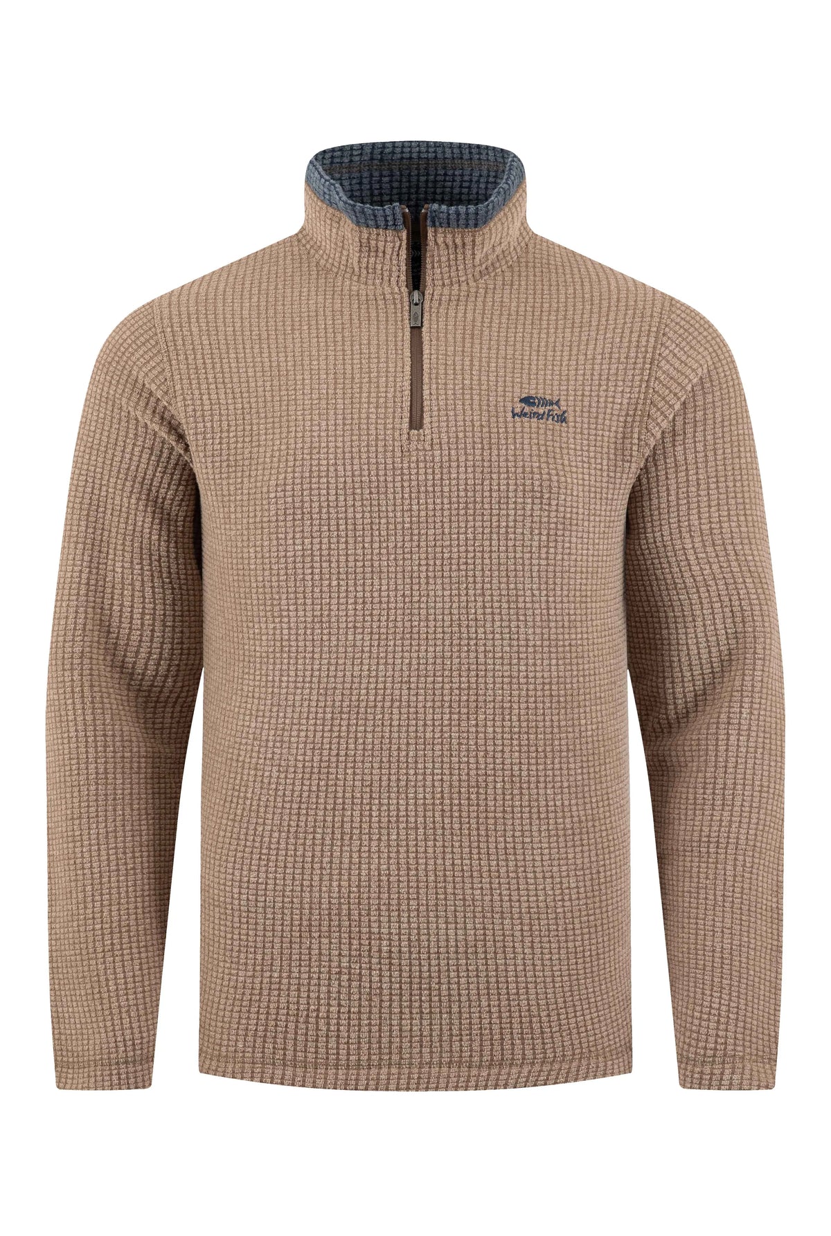 Weird Fish Newark 1/4 Zip Grid Fleece - Cola