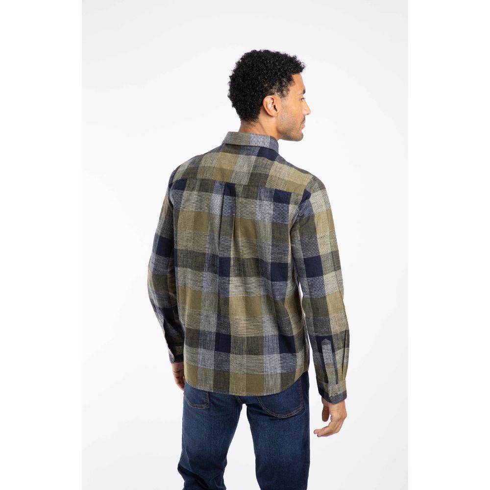 Weird Fish Organic Cotton Brushed Long Sleeve Check Shirt - Green