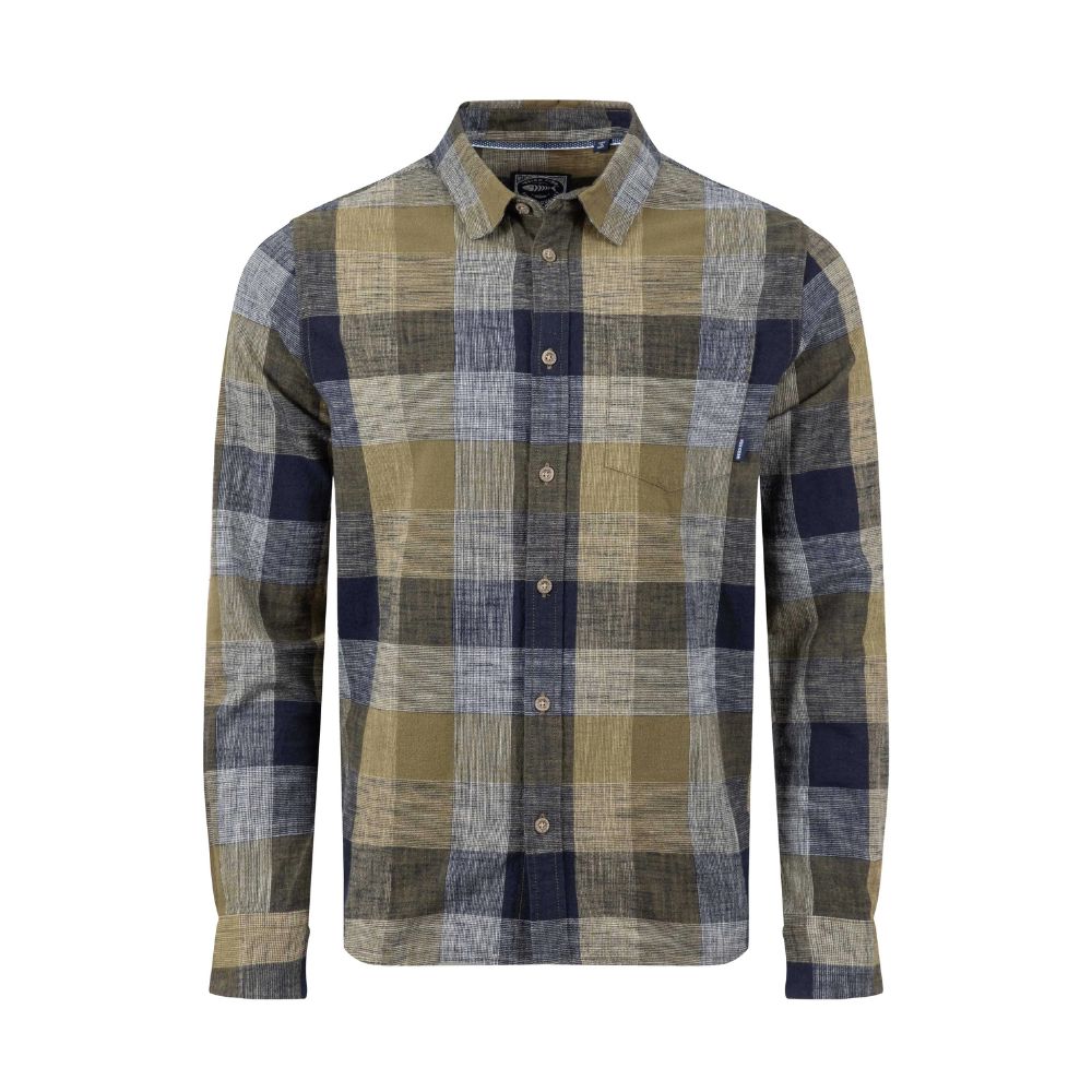 Weird Fish Organic Cotton Brushed Long Sleeve Check Shirt - Green