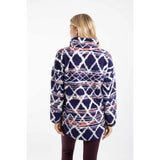 Weird Fish Pikard Printed 1/4 Zip Teddy Fleece - Navy