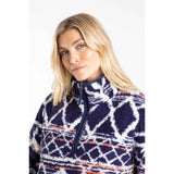 Weird Fish Pikard Printed 1/4 Zip Teddy Fleece - Navy