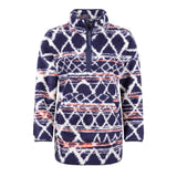 Weird Fish Pikard Printed 1/4 Zip Teddy Fleece - Navy
