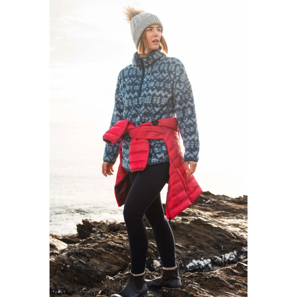 Weird Fish Pikard 1/4 Zip Printed Cosy Fleece - Light Blue