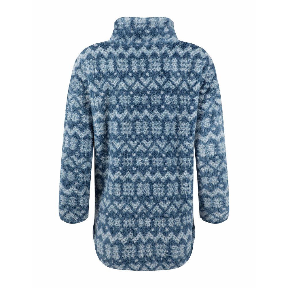 Weird Fish Pikard 1/4 Zip Printed Cosy Fleece - Light Blue