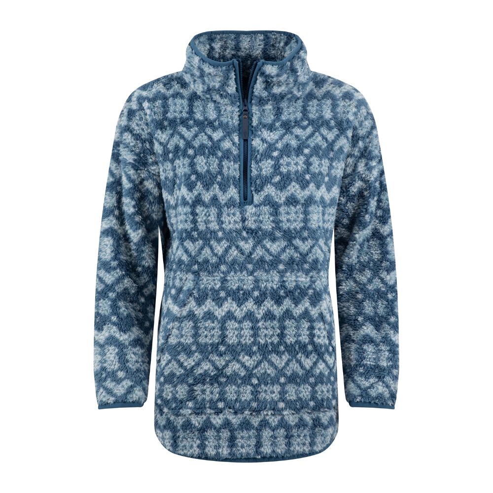Weird Fish Pikard 1/4 Zip Printed Cosy Fleece - Light Blue