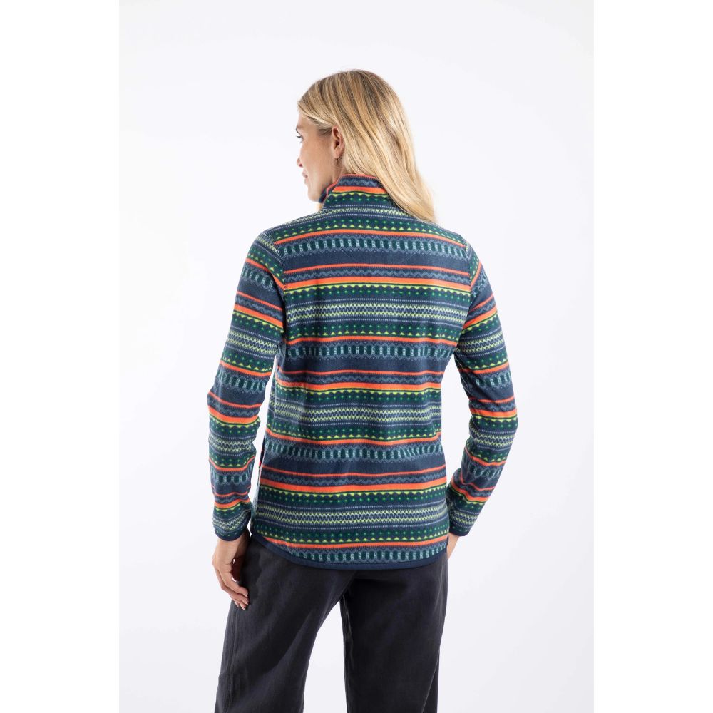 Weird Fish Reena 1/4 Zip Printed Microfleece - Deep Sea Blue