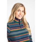 Weird Fish Reena 1/4 Zip Printed Microfleece - Deep Sea Blue