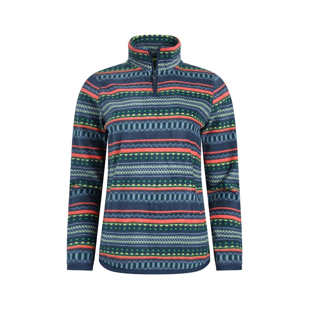Weird Fish Reena 1/4 Zip Printed Microfleece - Deep Sea Blue