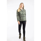 Weird Fish Rochelle Full Zip Printed Microfleece - Deep Lichen Green