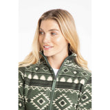 Weird Fish Rochelle Full Zip Printed Microfleece - Deep Lichen Green