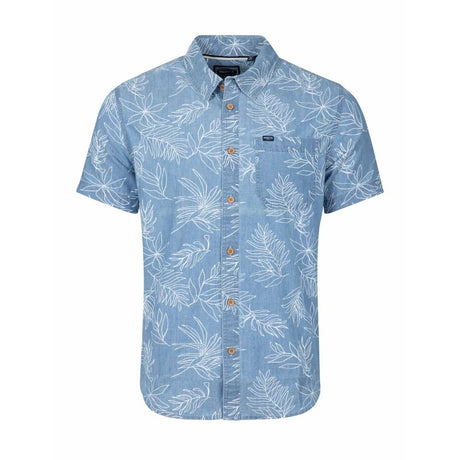 Weird Fish Russell Chambray Leaf Print Shirt - Denim - Old Railway Line Garden Centre