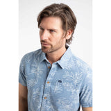 Weird Fish Russell Chambray Leaf Print Shirt - Denim
