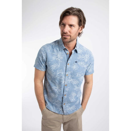 Weird Fish Russell Chambray Leaf Print Shirt - Denim - Old Railway Line Garden Centre