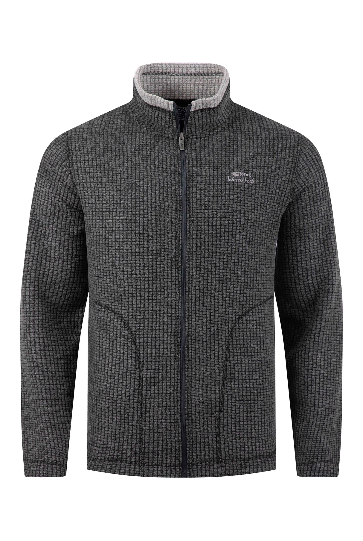 Weird Fish Shires Full Zip Grid Fleece - Washed Black