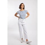 Weird Fish Soulina Wide Leg Cropped Denim Jeans - White