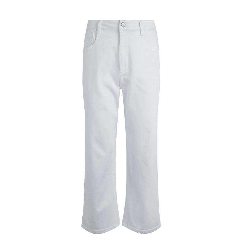 Weird Fish Soulina Wide Leg Cropped Denim Jeans - White