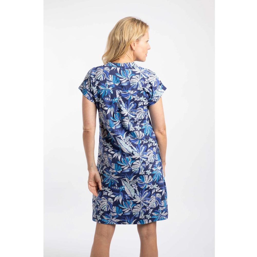 Weird Fish Suffolks Printed Jersey Dress - Blue Indigo - Old Railway Line Garden Centre