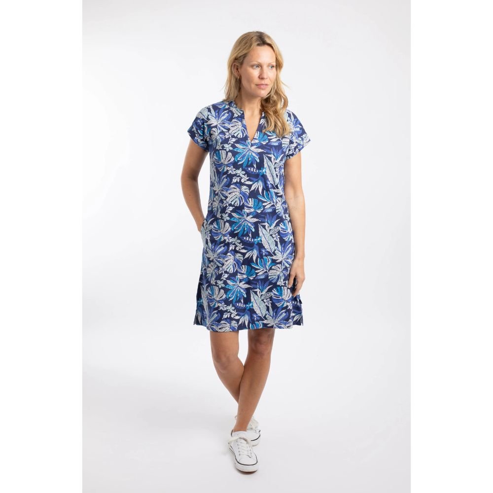 Weird Fish Suffolks Printed Jersey Dress - Blue Indigo - Old Railway Line Garden Centre
