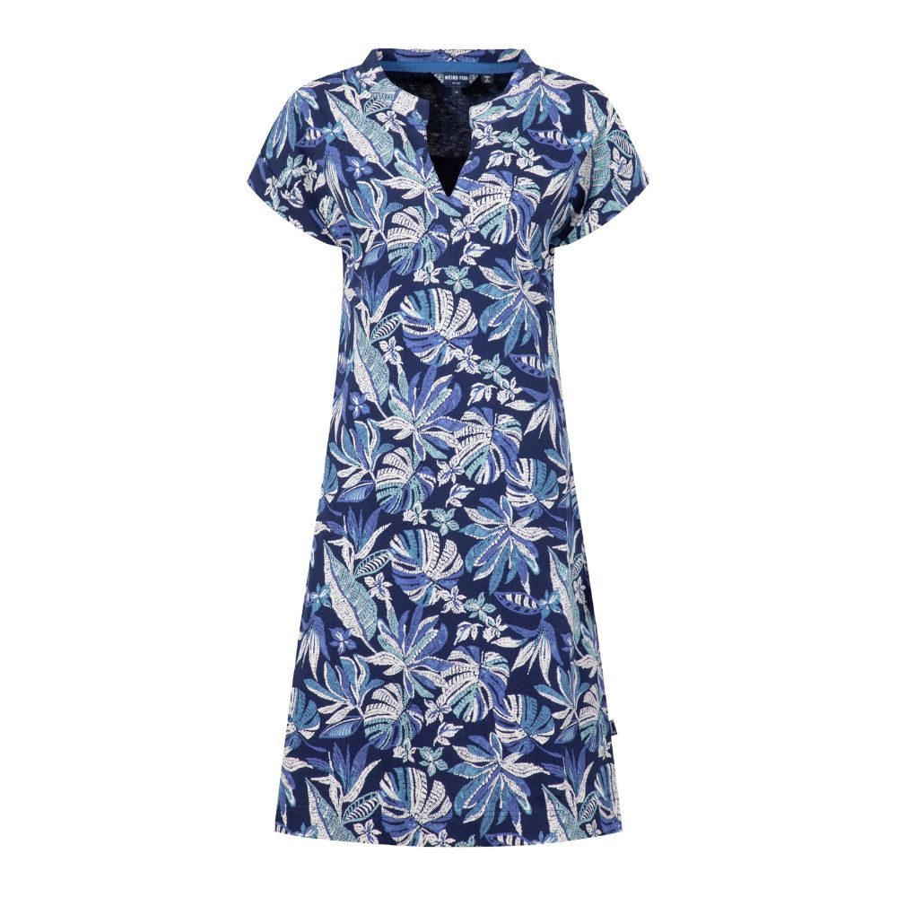 Weird Fish Suffolks Printed Jersey Dress - Blue Indigo