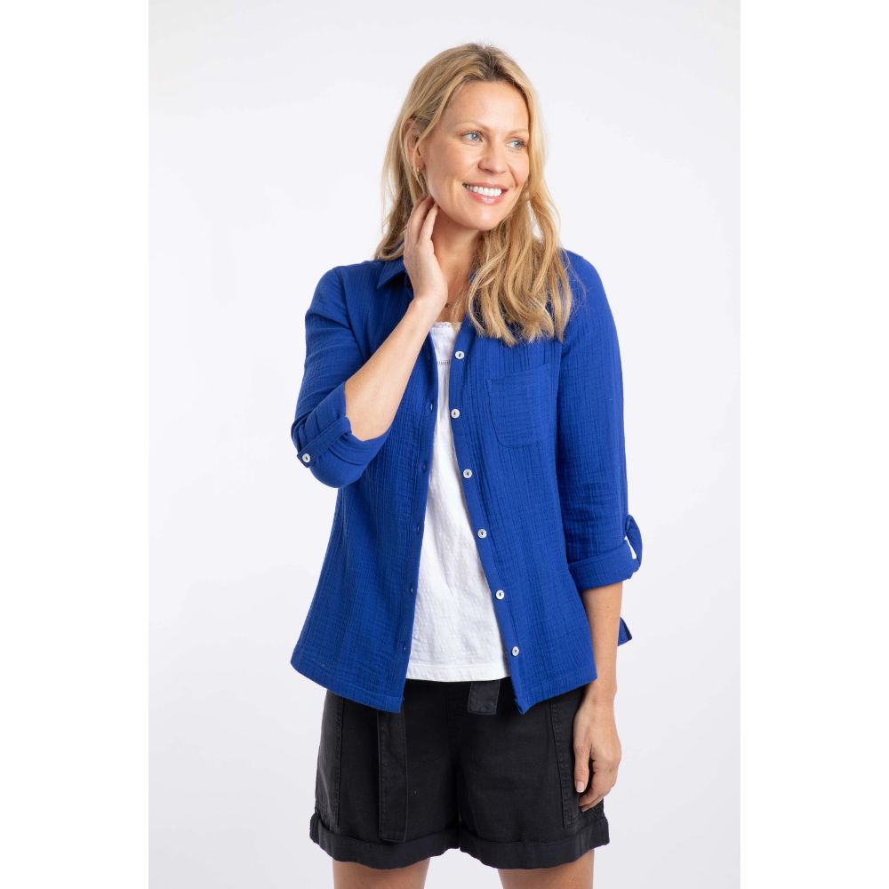 Weird Fish Suria Double Cloth Shirt - Mazarine Blue