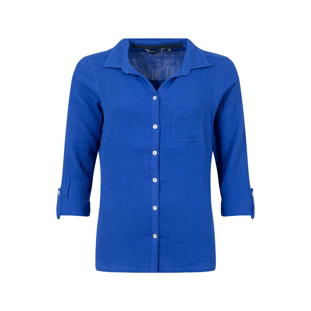 Weird Fish Suria Double Cloth Shirt - Mazarine Blue