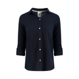 Weird Fish Suria Double Cloth Shirt - Navy Blue - Old Railway Line Garden Centre