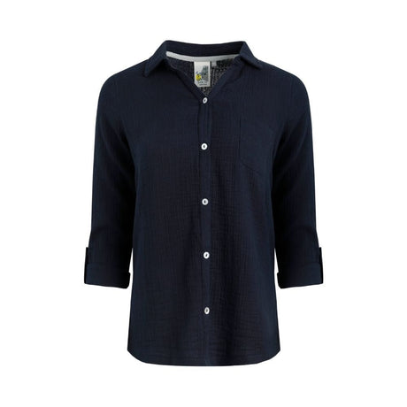 Weird Fish Suria Double Cloth Shirt - Navy Blue - Old Railway Line Garden Centre