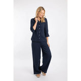 Weird Fish Suria Double Cloth Shirt - Navy Blue