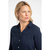 Weird Fish Suria Double Cloth Shirt - Navy Blue