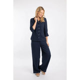 Weird Fish Suria Double Cloth Shirt - Navy Blue - Old Railway Line Garden Centre