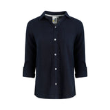 Weird Fish Suria Double Cloth Shirt - Navy Blue