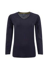 Weird Fish Topia Broderie Sleeve Outfitter Top - Midnight