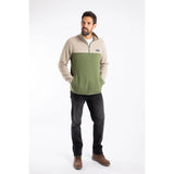 Weird Fish Tristan 1/4 Zip Colour Block Microfleece - Artichoke Green