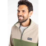 Weird Fish Tristan 1/4 Zip Colour Block Microfleece - Artichoke Green